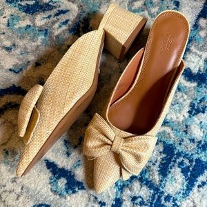 Asos bow straw kitten block heels